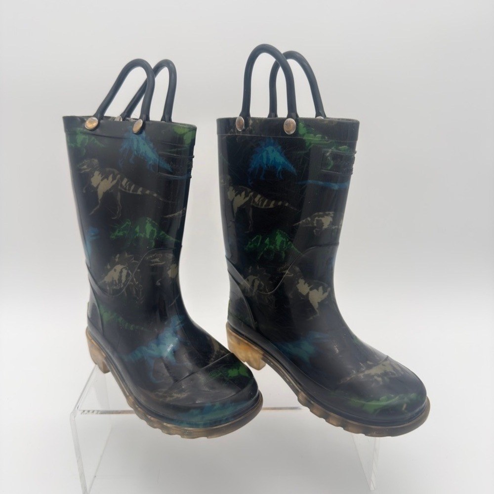 Western Chief Dinosaur Friends Light Up Rain Boots Kids Black Size 8 Toddler